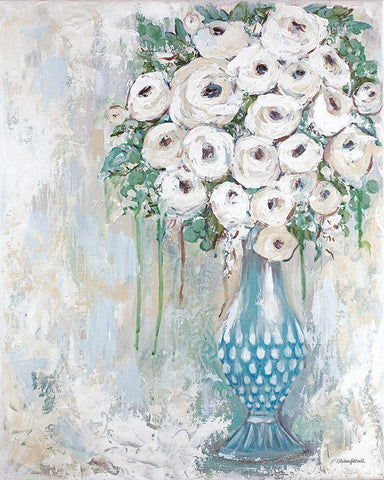Elegant Floral White Modern Wood Framed Art Print with Double Matting by Kissell, Mackenzie