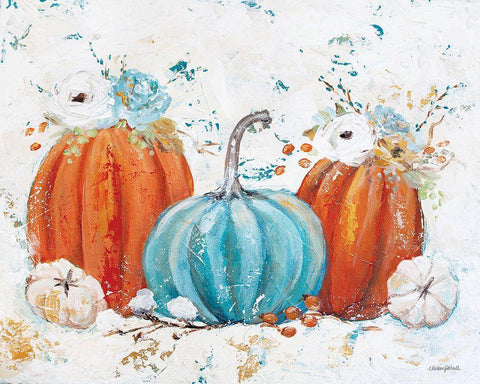 Harvest Pumpkins White Modern Wood Framed Art Print with Double Matting by Kissell, Mackenzie