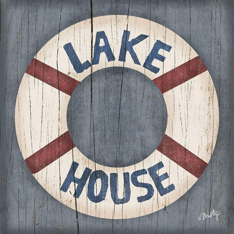 Lake House Black Modern Wood Framed Art Print with Double Matting by Michelle, Misty