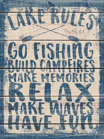 Lake Rules White Modern Wood Framed Art Print with Double Matting by Michelle, Misty
