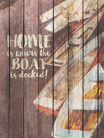 Home is Where the Boat is Docked White Modern Wood Framed Art Print with Double Matting by Michelle, Misty