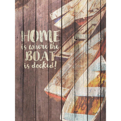 Home is Where the Boat is Docked Black Modern Wood Framed Art Print by Michelle, Misty