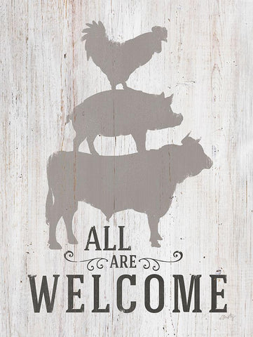 All Are Welcome White Modern Wood Framed Art Print with Double Matting by Michelle, Misty