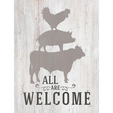 All Are Welcome White Modern Wood Framed Art Print by Michelle, Misty