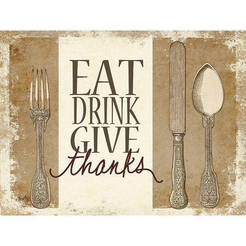 Eat, Drink, Give Thanks Black Modern Wood Framed Art Print with Double Matting by Michelle, Misty