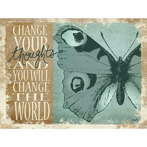 Change Your Thoughts Black Modern Wood Framed Art Print with Double Matting by Michelle, Misty