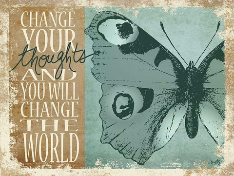 Change Your Thoughts White Modern Wood Framed Art Print with Double Matting by Michelle, Misty