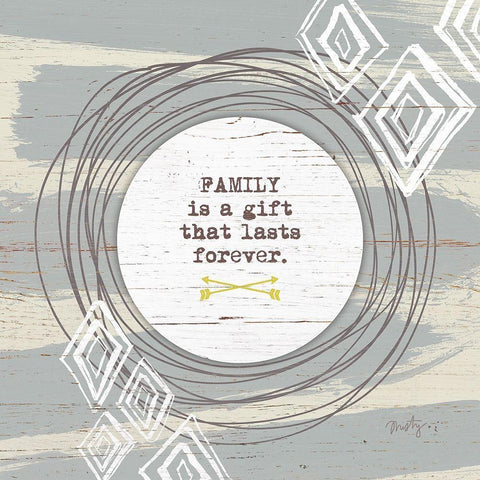 Family is a Gift Black Ornate Wood Framed Art Print with Double Matting by Michelle, Misty
