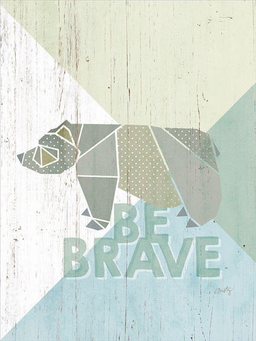 Be Brave Bear Black Ornate Wood Framed Art Print with Double Matting by Michelle, Misty