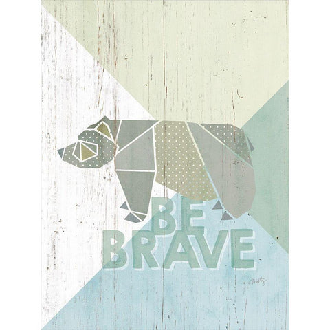Be Brave Bear Black Modern Wood Framed Art Print by Michelle, Misty
