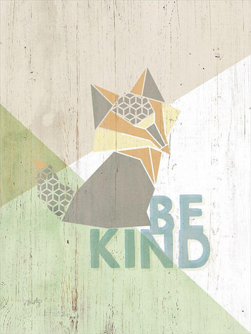 Be Kind Fox White Modern Wood Framed Art Print with Double Matting by Michelle, Misty
