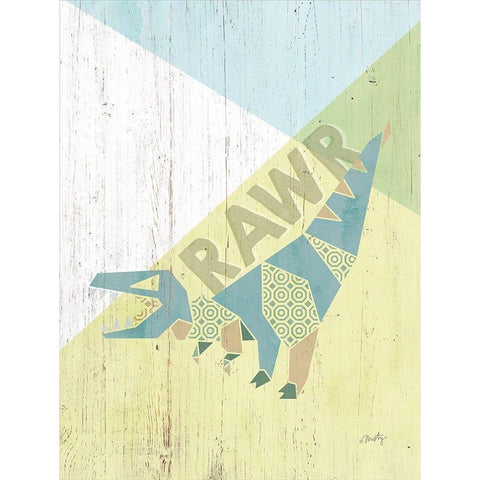 Rawr Dinosaur Gold Ornate Wood Framed Art Print with Double Matting by Michelle, Misty