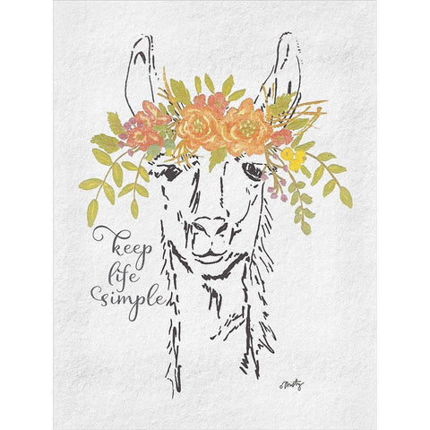 Keep Life Simple Llama Gold Ornate Wood Framed Art Print with Double Matting by Michelle, Misty