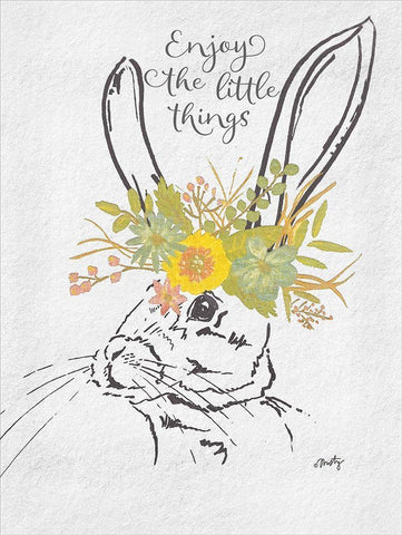 Enjoy the Little Things Bunny Black Ornate Wood Framed Art Print with Double Matting by Michelle, Misty