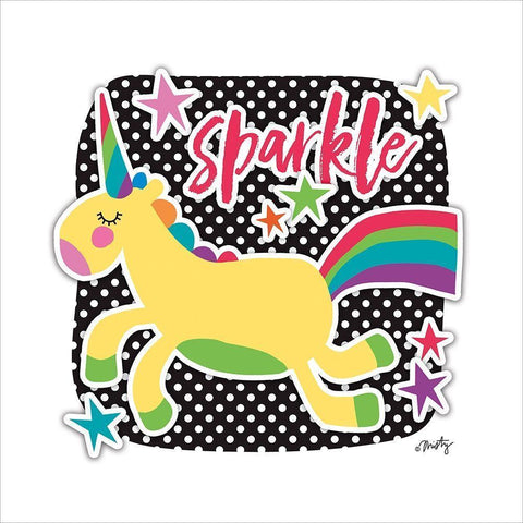Sparkle Unicorn  Black Modern Wood Framed Art Print with Double Matting by Michelle, Misty