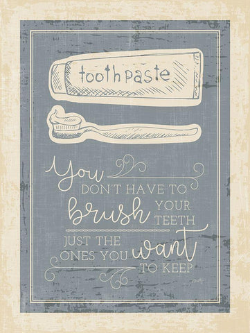 Brush Your Teeth White Modern Wood Framed Art Print with Double Matting by Michelle, Misty