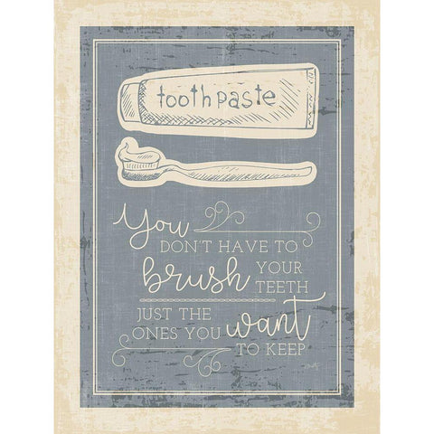 Brush Your Teeth White Modern Wood Framed Art Print by Michelle, Misty