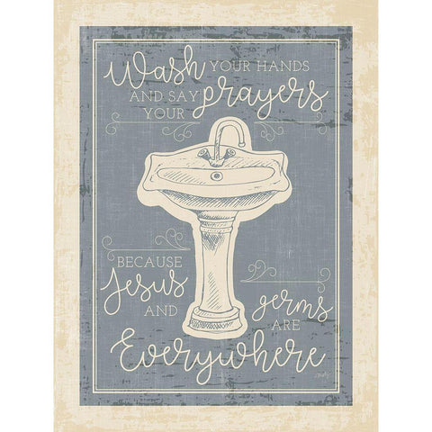 Wash Your Hands Gold Ornate Wood Framed Art Print with Double Matting by Michelle, Misty