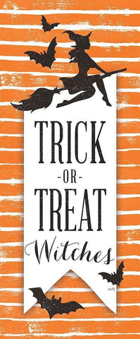 Trick or Treat Witches   White Modern Wood Framed Art Print with Double Matting by Michelle, Misty