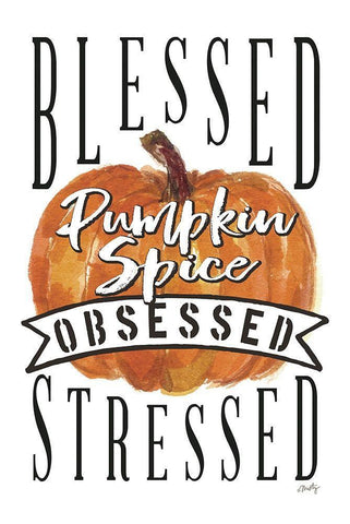 Pumpkin Spice Obsessed I White Modern Wood Framed Art Print with Double Matting by Michelle, Misty