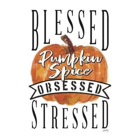 Pumpkin Spice Obsessed I Black Modern Wood Framed Art Print with Double Matting by Michelle, Misty