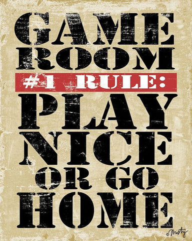 Game Room #1 Rule Black Ornate Wood Framed Art Print with Double Matting by Michelle, Misty