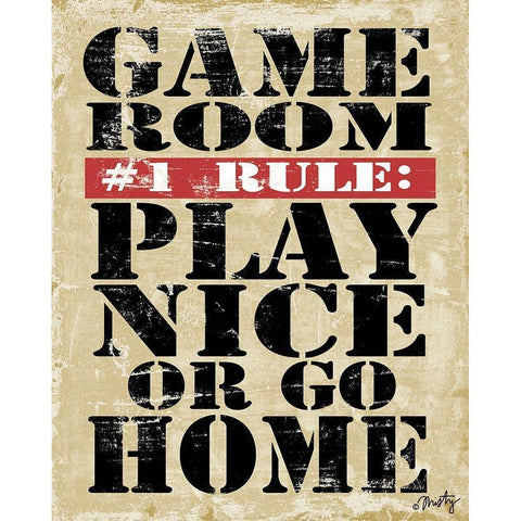 Game Room #1 Rule White Modern Wood Framed Art Print by Michelle, Misty