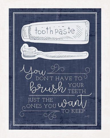 Brush Your Teeth    White Modern Wood Framed Art Print with Double Matting by Michelle, Misty