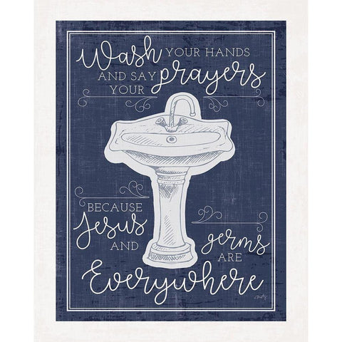Wash Your Hands    White Modern Wood Framed Art Print by Michelle, Misty