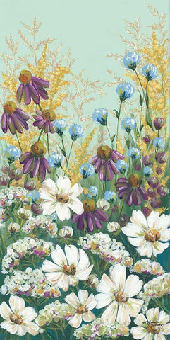Floral Field Day Black Ornate Wood Framed Art Print with Double Matting by Norman, Michele