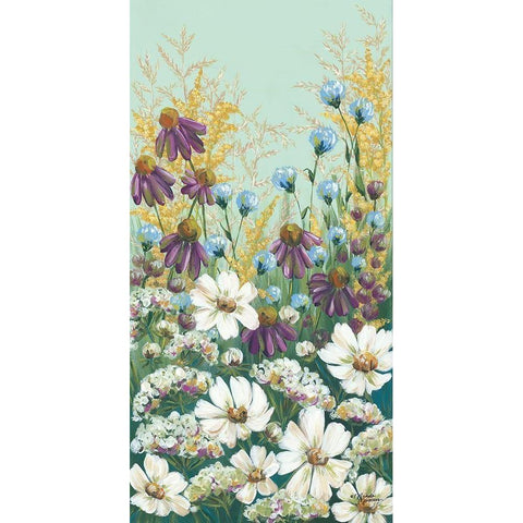 Floral Field Day White Modern Wood Framed Art Print by Norman, Michele