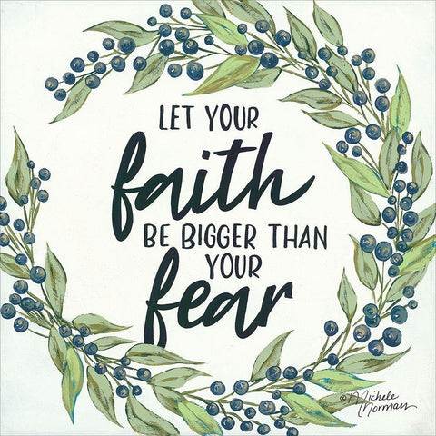 Let Your Faith be Bigger Black Modern Wood Framed Art Print with Double Matting by Norman, Michele
