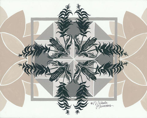 Cornfields and Sunflowers     Black Ornate Wood Framed Art Print with Double Matting by Norman, Michele