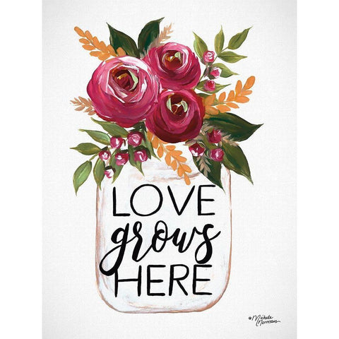 Love Grows Here Black Modern Wood Framed Art Print by Norman, Michele