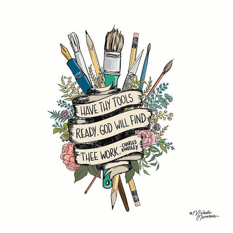 Have Thy Tools Ready Black Ornate Wood Framed Art Print with Double Matting by Norman, Michele