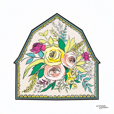 Floral Barn White Modern Wood Framed Art Print with Double Matting by Norman, Michele