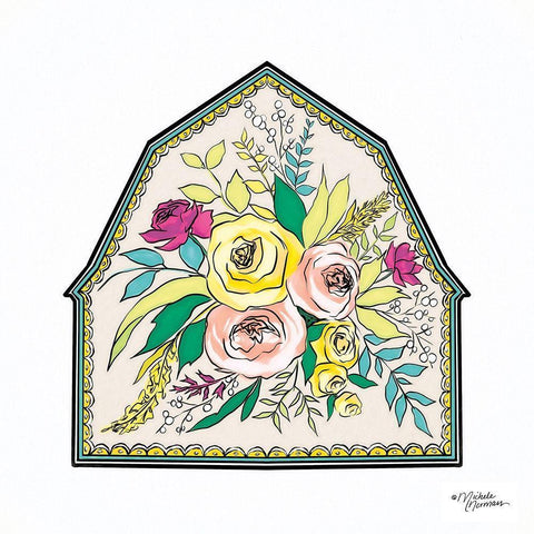 Floral Barn Black Modern Wood Framed Art Print with Double Matting by Norman, Michele