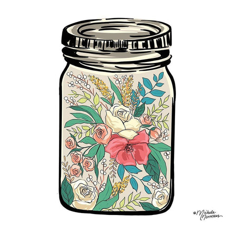Floral Jar White Modern Wood Framed Art Print by Norman, Michele