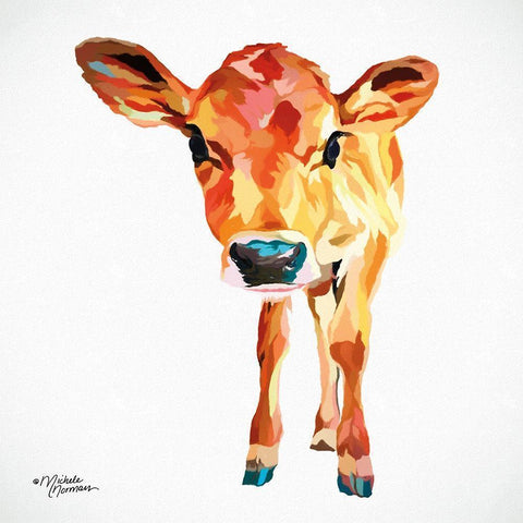 Cute Little Calf Black Modern Wood Framed Art Print by Norman, Michele