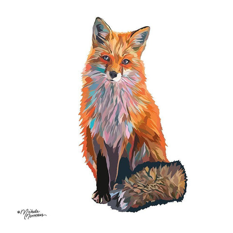 Fox White Modern Wood Framed Art Print by Norman, Michele