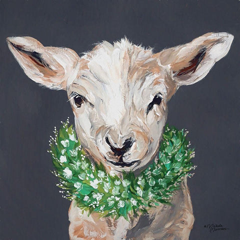 Spring Lamb White Modern Wood Framed Art Print by Norman, Michele