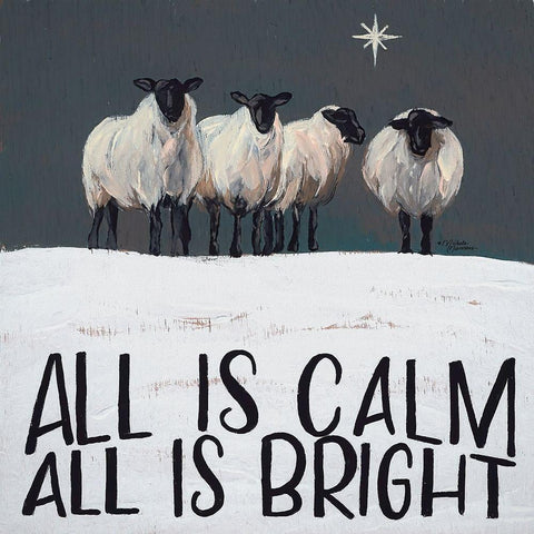 All is Calm All is Bright Black Modern Wood Framed Art Print with Double Matting by Norman, Michele