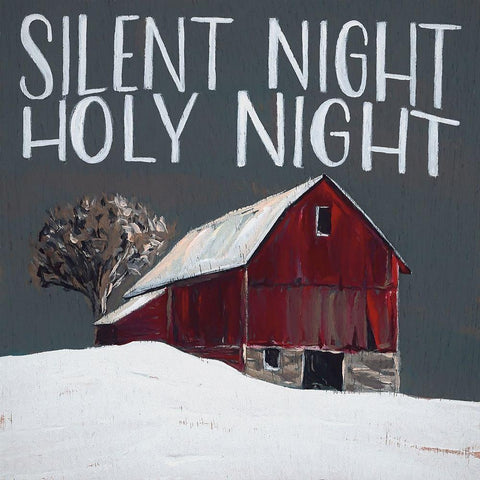 Silent Night Holy Night White Modern Wood Framed Art Print with Double Matting by Norman, Michele