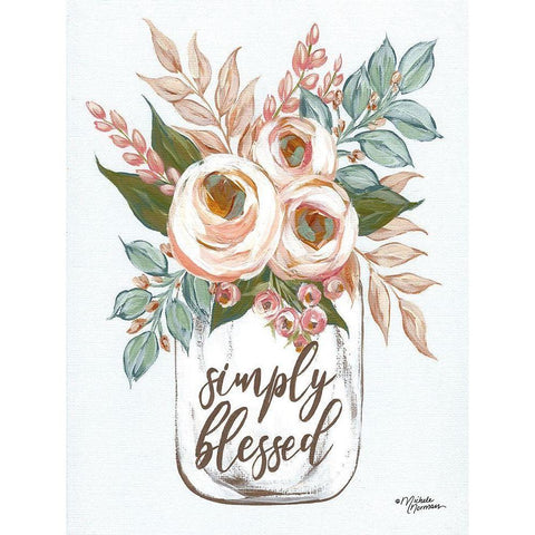 Simply Blessed Flowers Gold Ornate Wood Framed Art Print with Double Matting by Norman, Michele