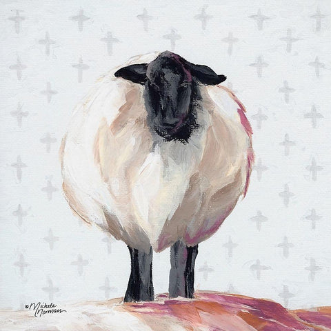 Lamb of God White Modern Wood Framed Art Print by Norman, Michele