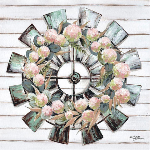 Farmhouse Florals Gold Ornate Wood Framed Art Print with Double Matting by Norman, Michele