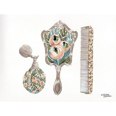 Vanity Set     White Modern Wood Framed Art Print by Norman, Michele