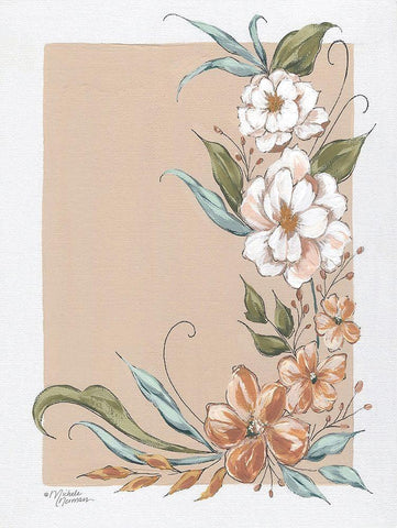 Spring Floral Frame White Modern Wood Framed Art Print with Double Matting by Norman, Michele