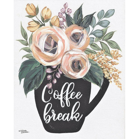 Coffee Break Gold Ornate Wood Framed Art Print with Double Matting by Norman, Michele