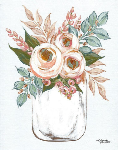 Floral Jar     Black Ornate Wood Framed Art Print with Double Matting by Morales, Lisa